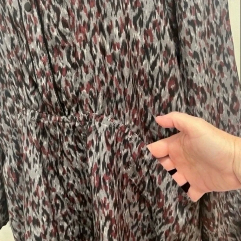 Comptoir Des Cotonniers Silk Dress Drop Waist V-Neck Abstract-Size 6 US- EUC